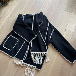 NWT Commense Contrast Trim Scarf Jacket